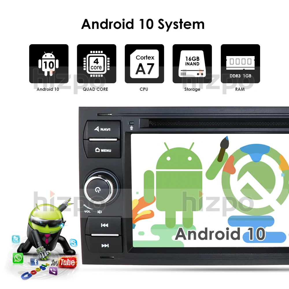 2Din Android 10 автомобиль радио для Ford Focus S max C MAX Mondeo Transit плеер 7 дюймов сенсорный экран