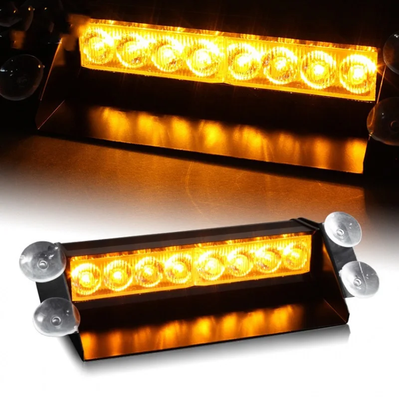 

Car Truck Emergency Flasher Dash Strobe Warning Light Day Running Flash Led Police Lights 8 LEDs 3 Flashing Modes 12V