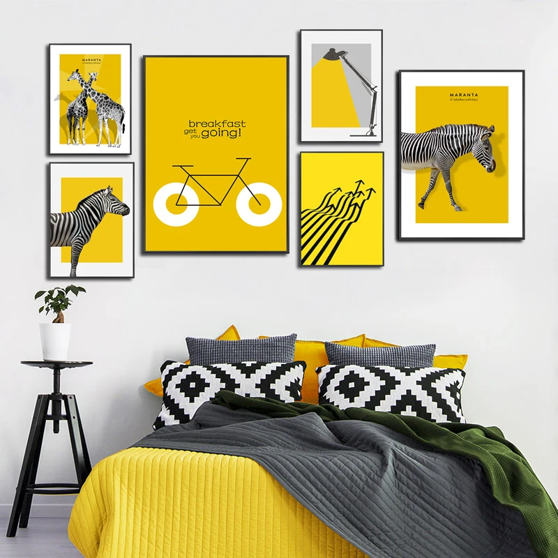 Современные абстрактные буквы комбинация черных белых лошадей жирафов животных