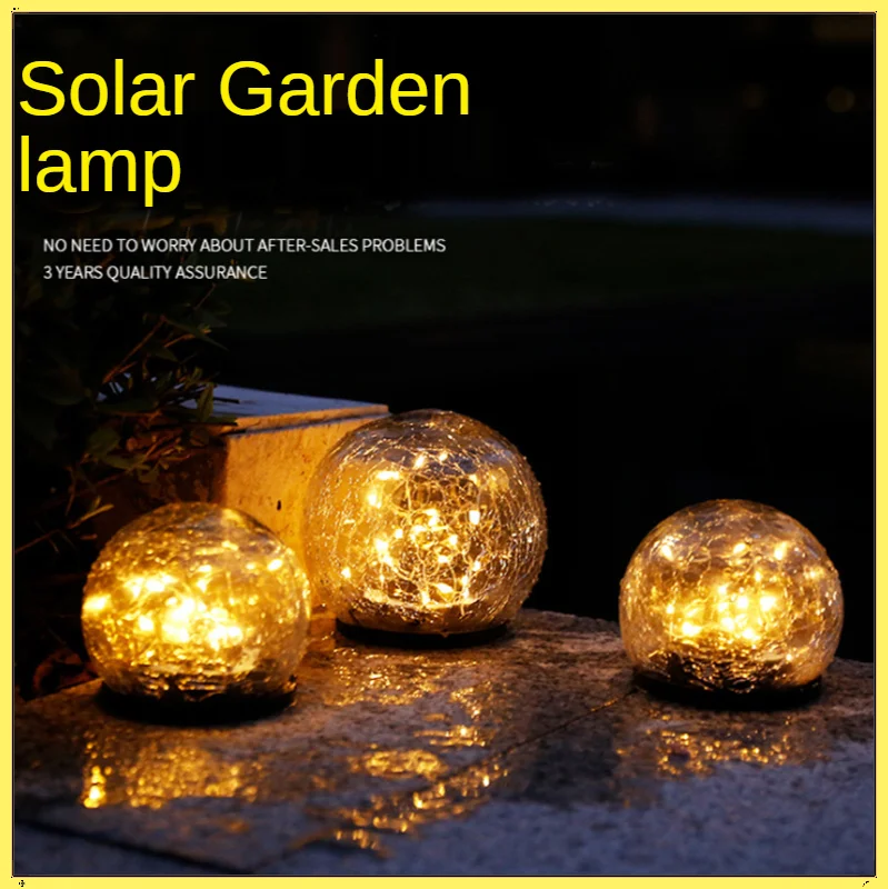 

Уличная Светодиодная лампа на солнечной батарее, уличный светильник для газона, парка с трещинами, в форме шара, садовая лампа для подземног...