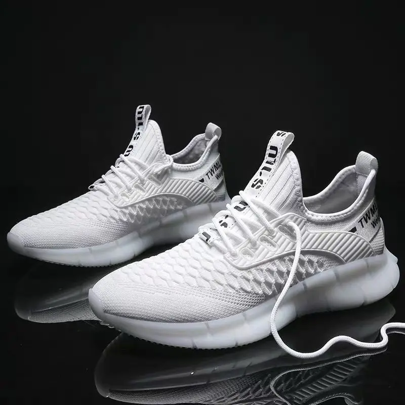 

White Color Casual Mens Sneakers Outdoor Running Sports Shoes Lightweight Soft Breathable Mesh Cool Flats Zapatos De Hombre