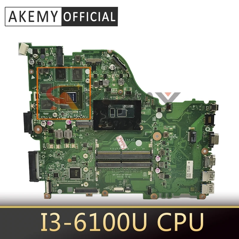 

Akemy Laptop motherboard For ACER Aspire E5-574 I3-6100U Mainboard DAZAAMB16E0 N16P-GT-A2 DDR3