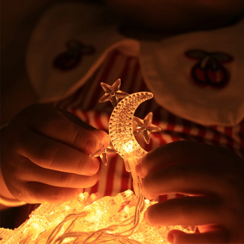 Луной и звездами обувь с подсветкой usb Фея занавес свет украшения на Рамадан в