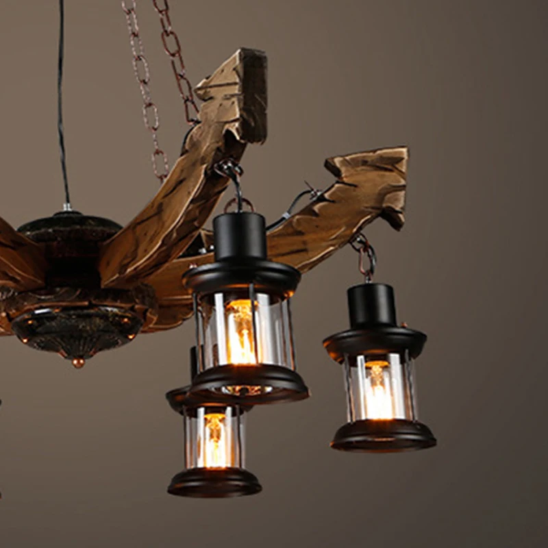 

Vintage 6- head Anchor Haing Chandelier Living Room/Dining Room Chain Hanging Lamp Restaurant Bar Cafe Pendant Light