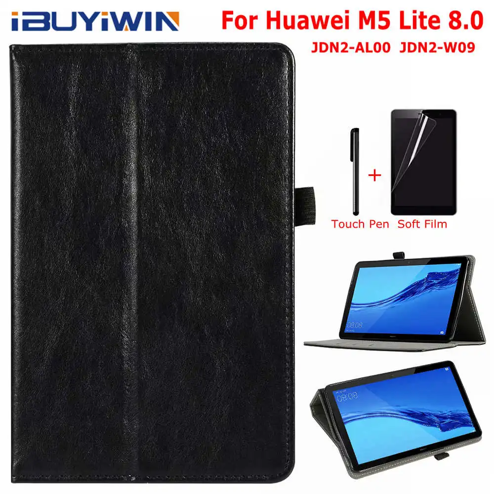 Премиум пу; кожа; силикон чехол для huawei MediaPad M5 Lite 8,0 JDN2-AL00 JDN2-W09 8," планшет Funda Capa чехол+ мягкая пленка+ ручка