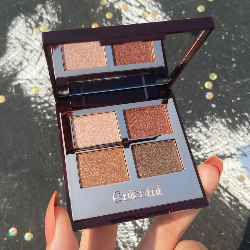 Палетка теней для век 4 цветов жемчужные матовые блестящие земляные тени Красота