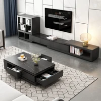 nordic rock board retractable rectangular tv cabinet home small apartment coffee table and tv stands combination black high end