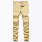 Новые мужские прямые джинсы стрейч, Длинные повседневные брюки, тонкие длинные джинсы