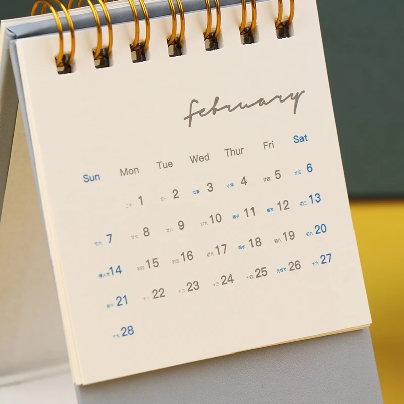 

2021 Creative Solid Color Series Mini Desk Calendar DIY Portable Desktop Calendars To Do List Daily Schedule Planner Office