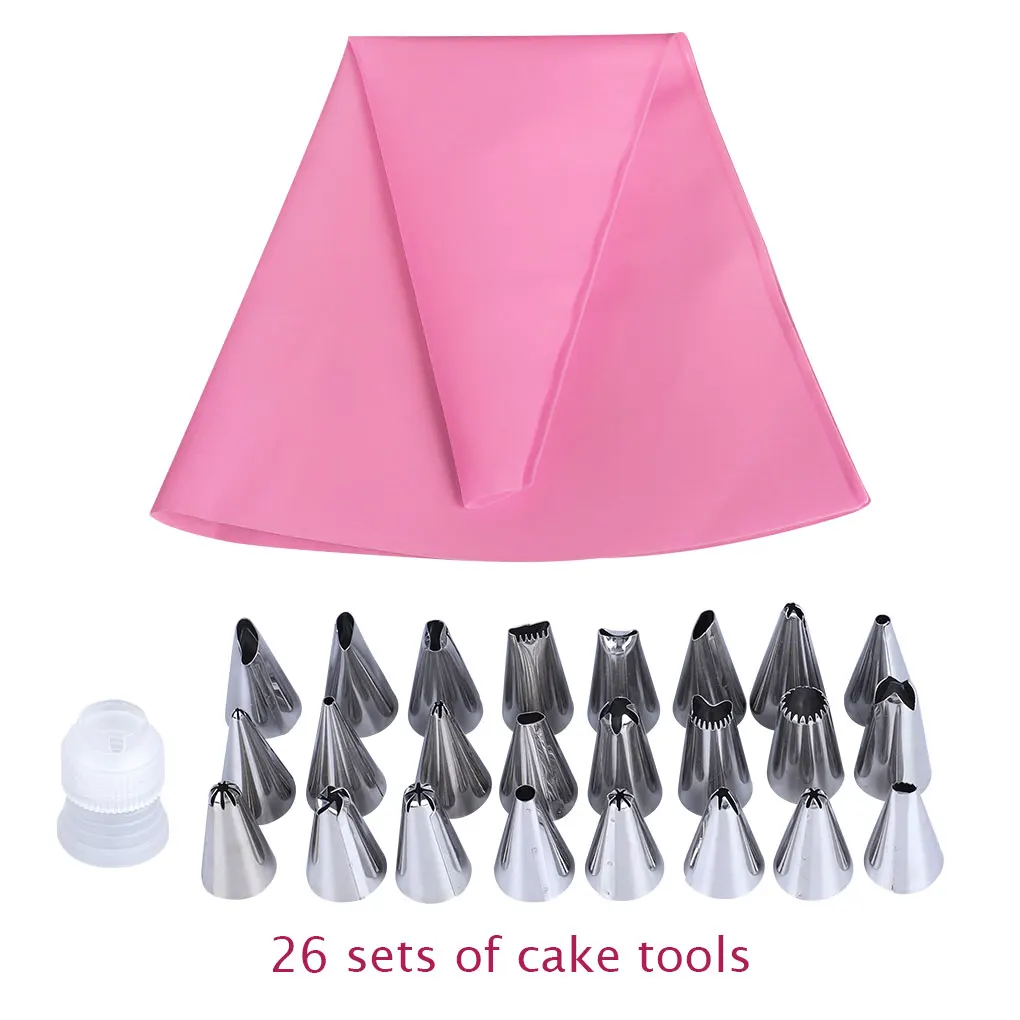 

26 Pcs/set Cake Icing Bag Nozzles Chocolate Fondant Cream Stainless Steel Piping Nozzles Kit