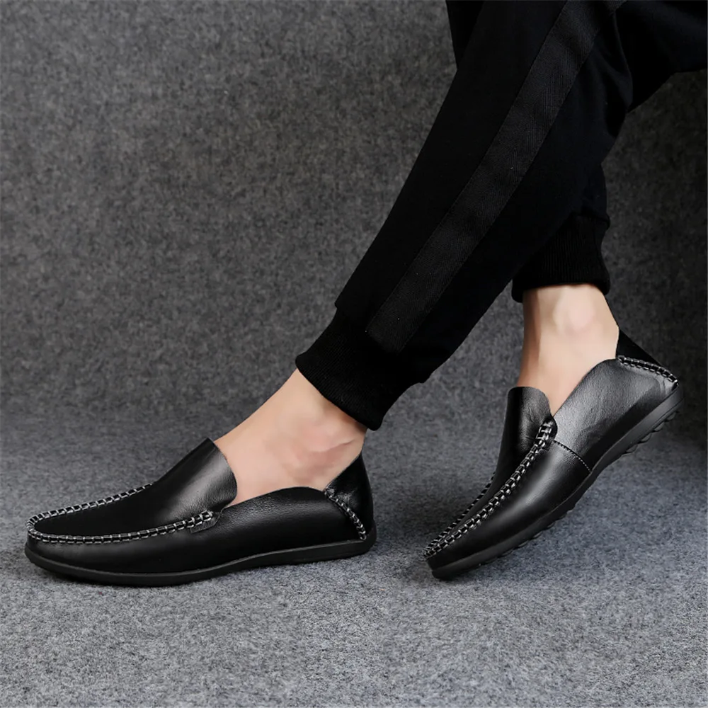 2020 New Newset Men Casual Shoes Fashion Genuine Leather Loafers Moccasins Slip on Men's Flats Male Driving | Обувь