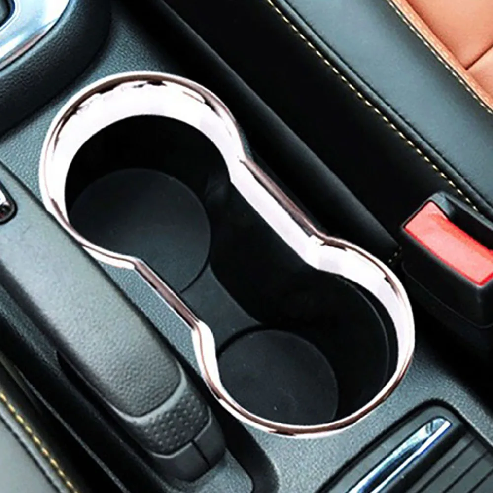 

JEAZEA 1x ABS Silver Car Interior Center Control Water Cup Holder Cover Trim Frame Fit For Buick Encore 2013 2014 2015 2016 2017