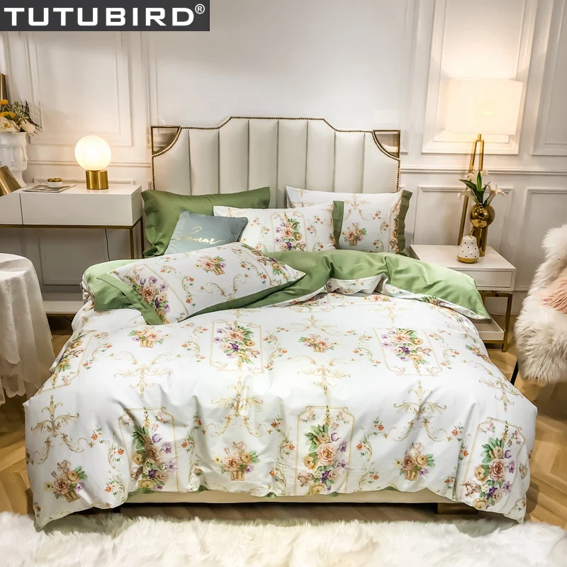 Королевский цветочный пасторальный Комплект постельного белья из египетского