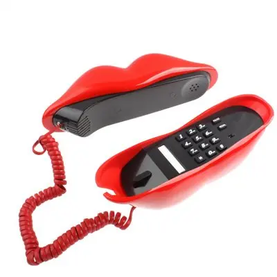 red mouth telephone wired novelty sexy lip phone gift cartoon shaped real corded landline home office phones furniture decor free global shipping