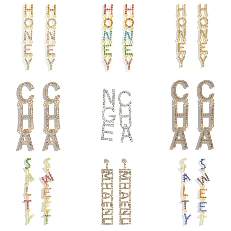 Роскошные серебряные серьги подвески с буквами хрустальные стразы кубический