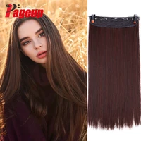 pageup 5 clips on long straight hair extensions 24 inch synthetic ombre black brown clip on fake hairpieces for women hair