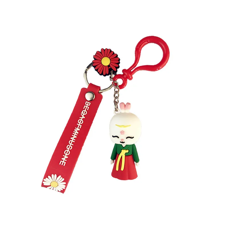

Korean National Style Person Keychains Creative Cute Ancient Doll Key Chain Man Bag Pendant Keyring Gifts Student Lovers Gift