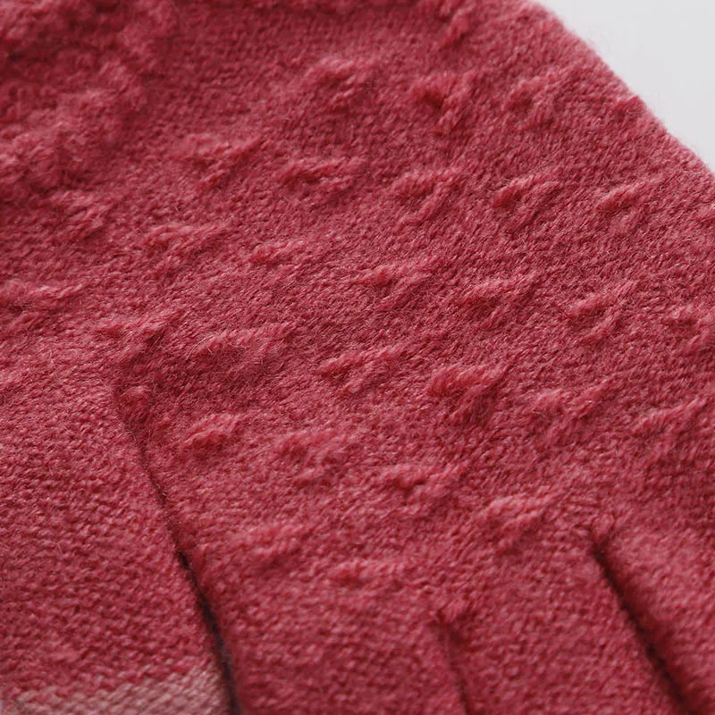 Женские зимние перчатки с милым медведем мягкие вязаные мультяшным принтом