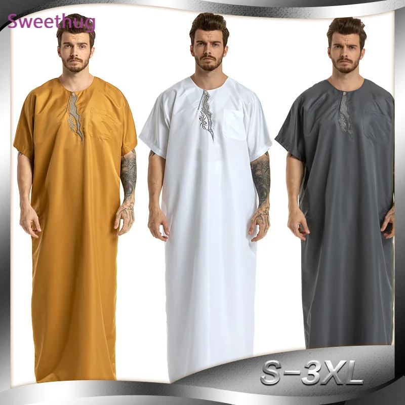 2021 Islam jubba thobe for muslim men arab clothing men dubai arabic dress men djellaba homme pakistan black robe djellaba men