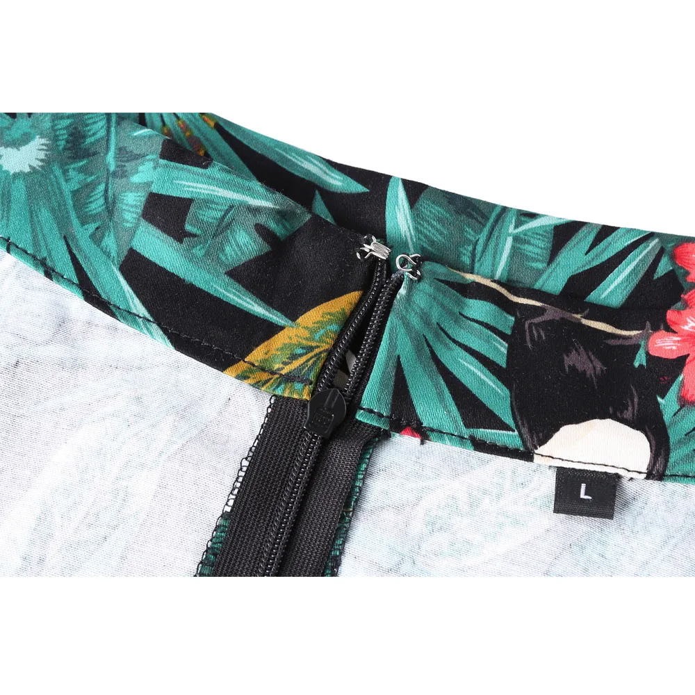 2021 Toucan Palm Flower Women Flare Vintage Retro Skirt Floral School jupe femme Skirts Womens Plus Size Black | Женская одежда