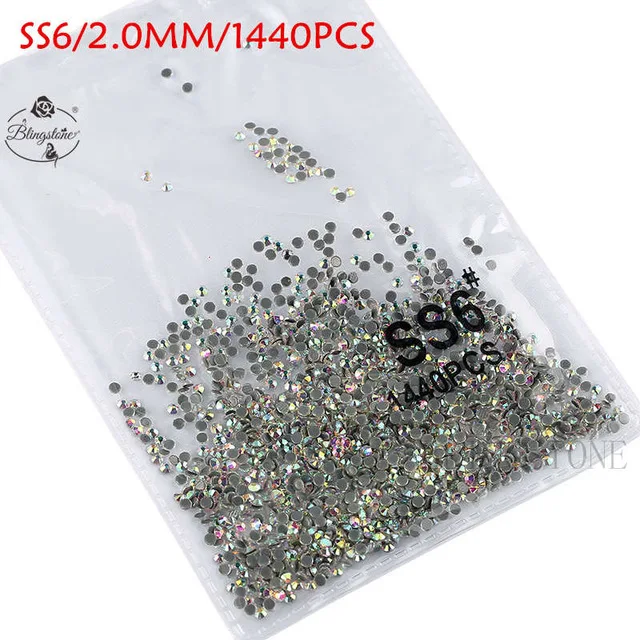 SS3-SS8 1440 шт Супер Блестящий Flatback многоцветный не горячей фиксации стразы для дизайна ногтей украшения обуви и украшение в виде танцующих фигурок - Цвет: hot fix ss6 ab 1440