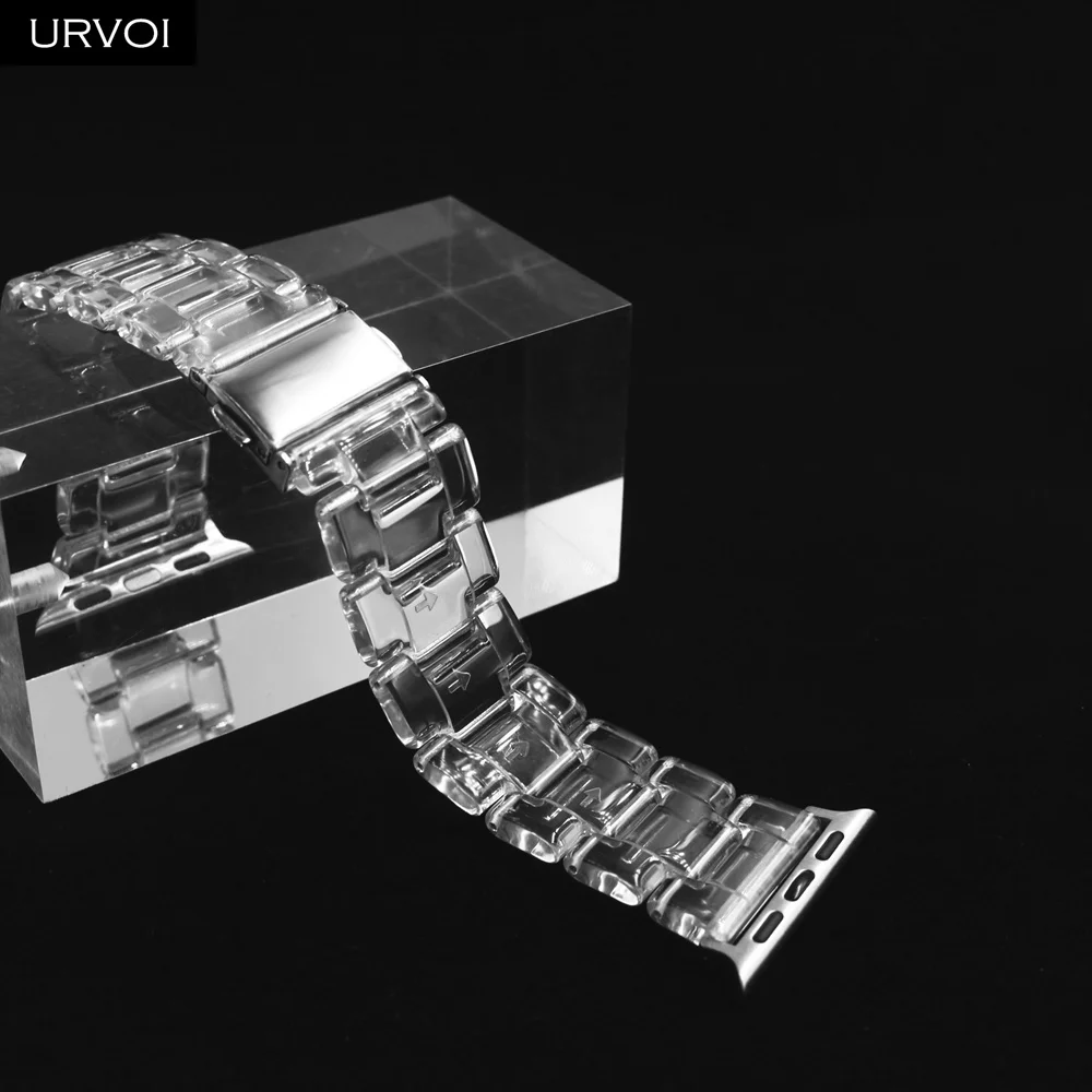 Ремешок URVOI прозрачный для Apple Watch series 7 6 SE 5 4 3 2 сменный жёсткий карамельный