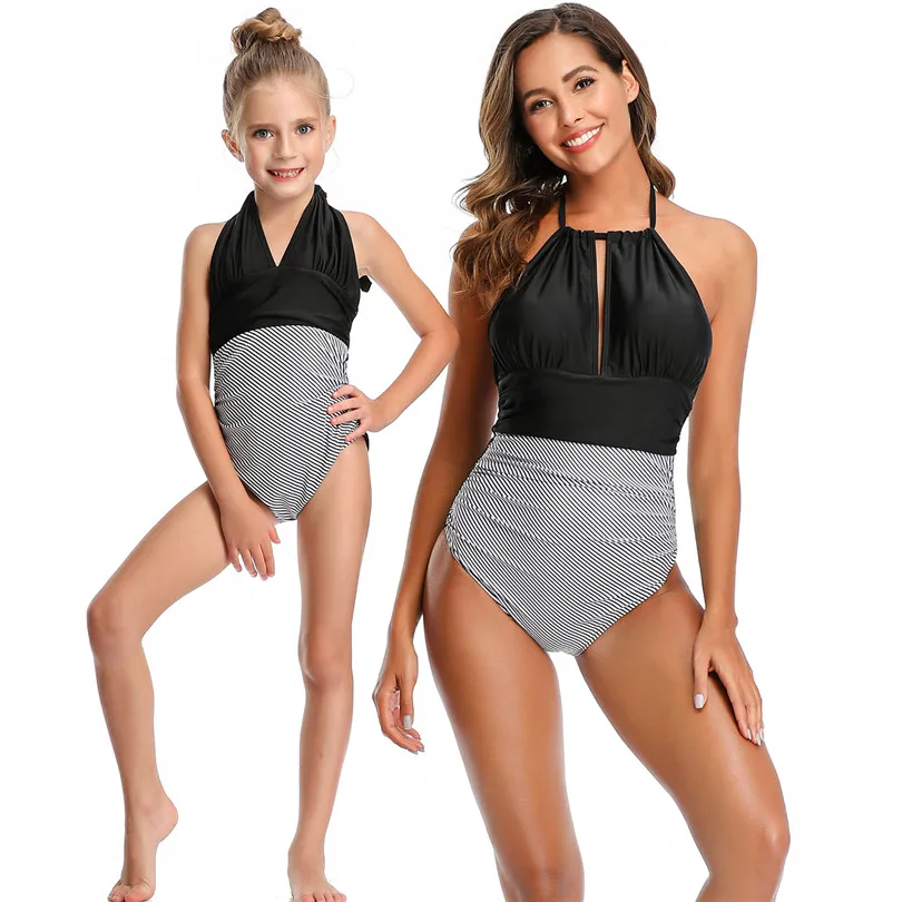 Купальники для мамы и дочки купальники Семейные комплекты бикини комбинезоны |