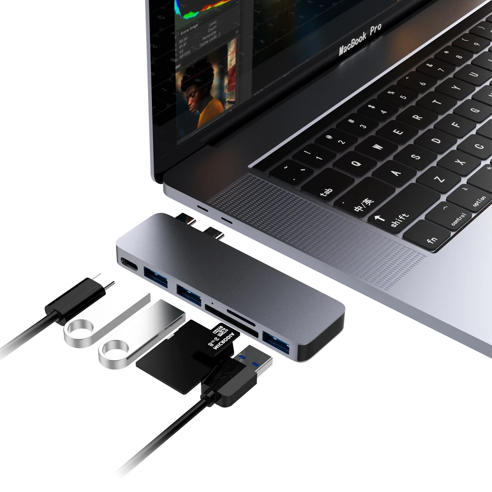usb c разветвитель Док-станция thunderbolt 3 dual на * USB 0/sd-карта/micro sd карта/thunderbolt3 для macbook