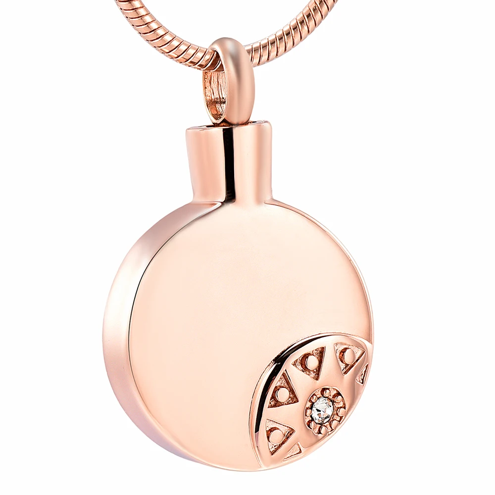 

K10723 Round Memorial Urn Necklace Stainless Steel Keepsake Cremation Jewelry for Ashes Free Engraved for Men Women