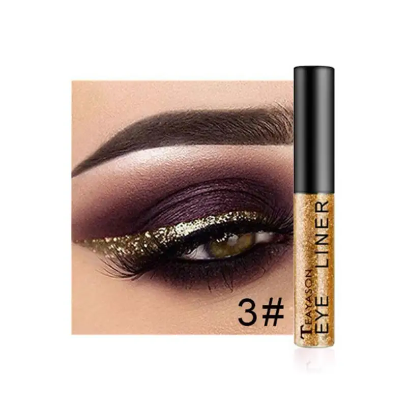 Жидкая подводка для глаз стойкая водостойкая прочная 15 цветов золотистая