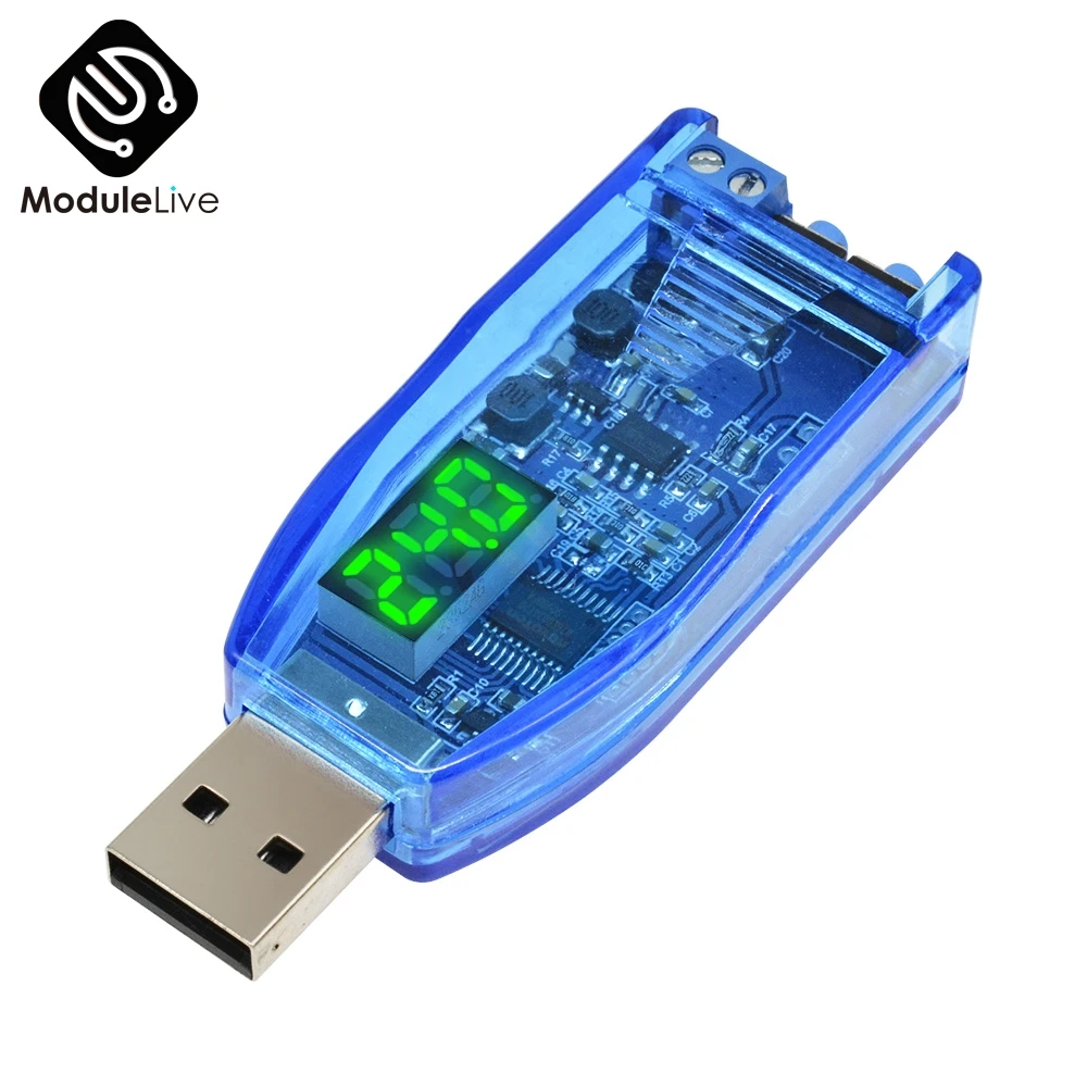 Зеленый DC-DC 5V to 3.3V 9V 12V 24V Adjustable USB Step UP Down Power Converter Supply Module Red Green Display Voltage Volt Regulator - Цвет: Зеленый