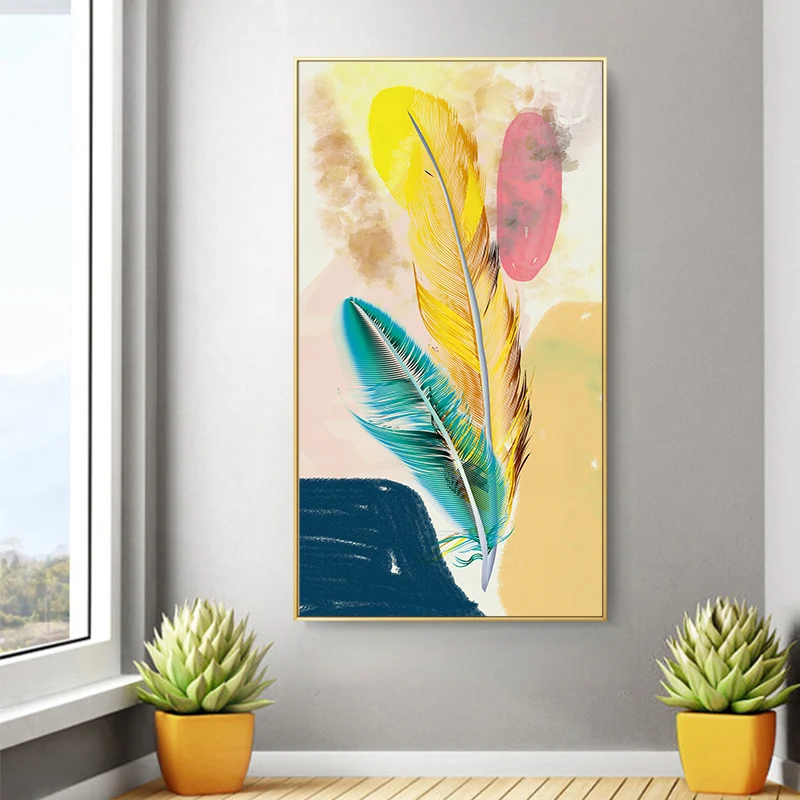 Современные абстрактные красочные перья холст художественные картины для