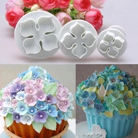 3pcs plastic hydrangea flower fondant cake decorating sugar craft plunger cutter mold diy kitchen baking tools
