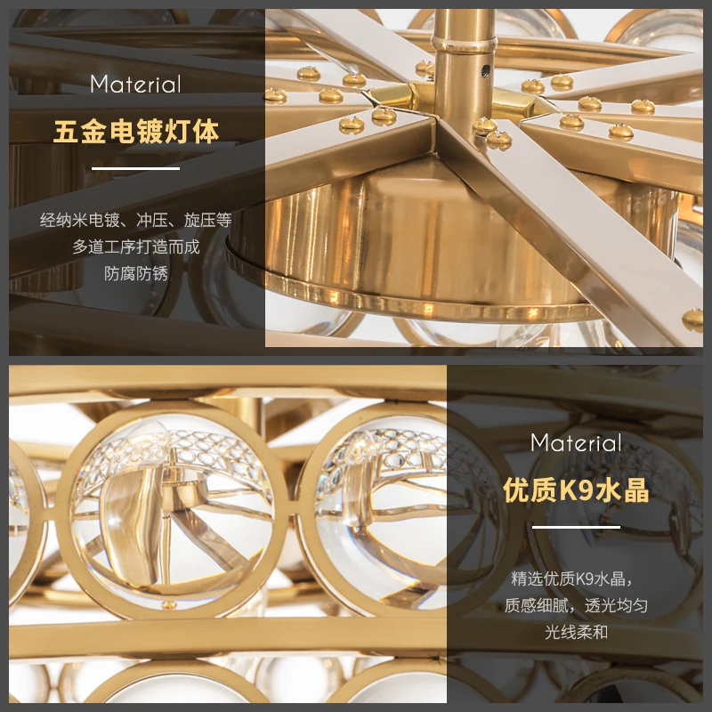 

Postmodern crystal LED pendant lights Nordic living room lighting bedroom luxury metal restaurant home interior hanging lamps