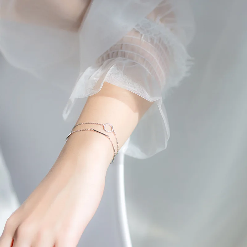 Женский Круглый браслет из серебра 100% пробы с фианитами | Украшения и аксессуары