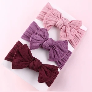 30 шт.лот вязаная повязка на голову широкий нейлоновый ободок для девушек ручная работа жаккардовая ткань бант тюрбан аксессуары для волос 31 цвет на выбор