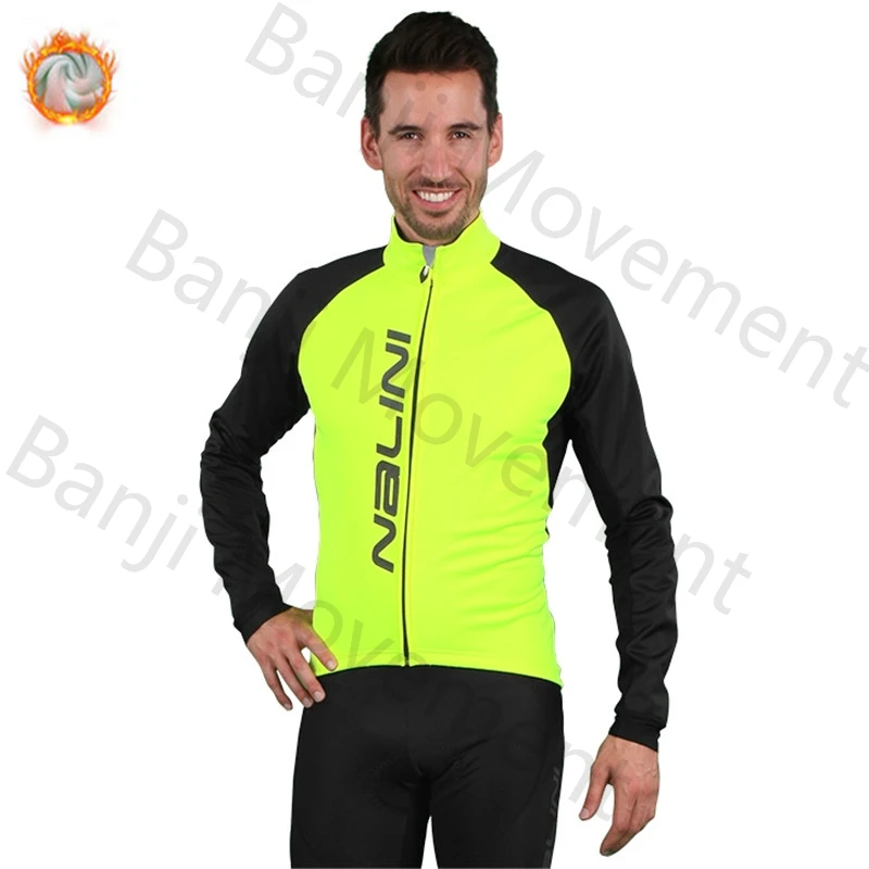Ropa Ciclismo теплый Nalini зимний теплый флисовый мужской костюм Джерси для езды на велосипеде MTB Одежда комбинезон комплект