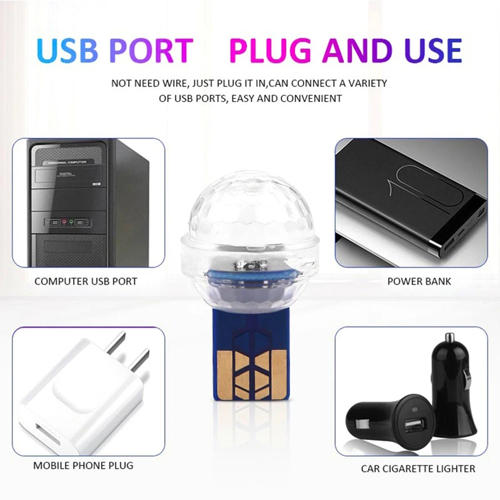 RGB мини светодиод машины USB атмосферный окружающий светильник яркая музыкальная