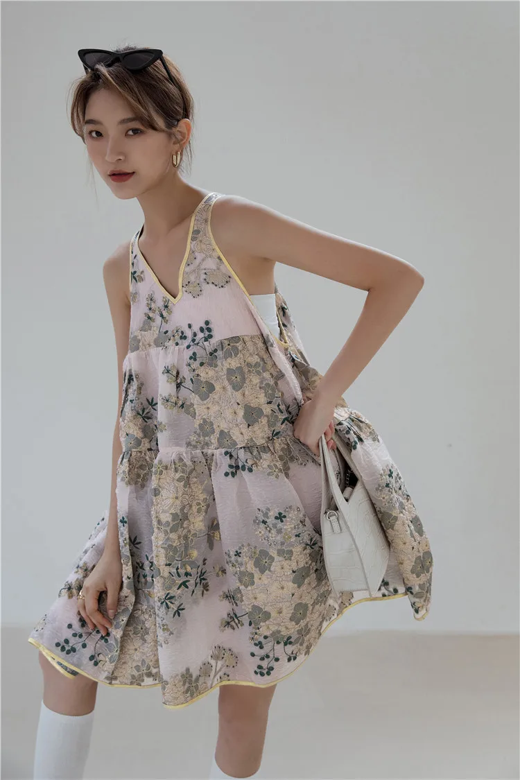 Винтажное платье CHEERART из тюля с цветочной вышивкой женское летнее жаккардовое