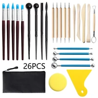 26 pottery tools ceramic clay carving tool set polymer clay utensils wood clay cleaning storage bag 26 piece clay tool set