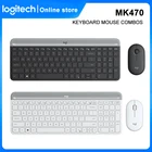 Logitech MK470 тонкая беспроводная клавиатура и мышь Combo 1000DPI оптическая мышь для ПК 2,4G ультратонкий бесшумный набор