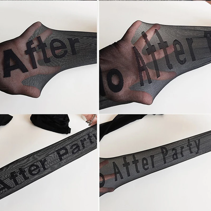 Женские черные колготки с буквенным принтом прозрачные для жалюзи весенние