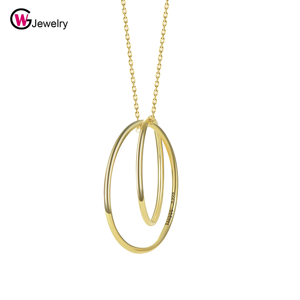 

GW Real 925 Sterling Silver Handmade Fine Jewelry 18K Gold Gilded Rings Pendant with Necklace for Women