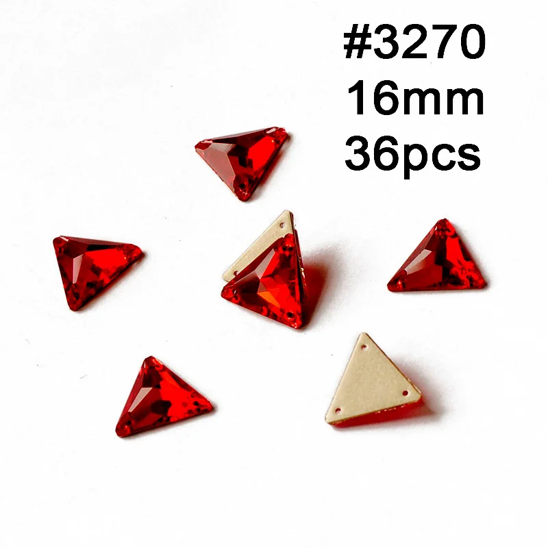 Triangle 16mm 36pcs Красные стразы Rivoli Cosmic Siam в форме капли, пришивные стразы с плоской задней стороной, стеклянные кристаллы, швейные Стразы для одежды - Цвет: Triangle 16mm 36pcs