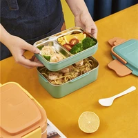 new double layer lunch box creative cute radish portable stainless steel compartment insulation box household goods