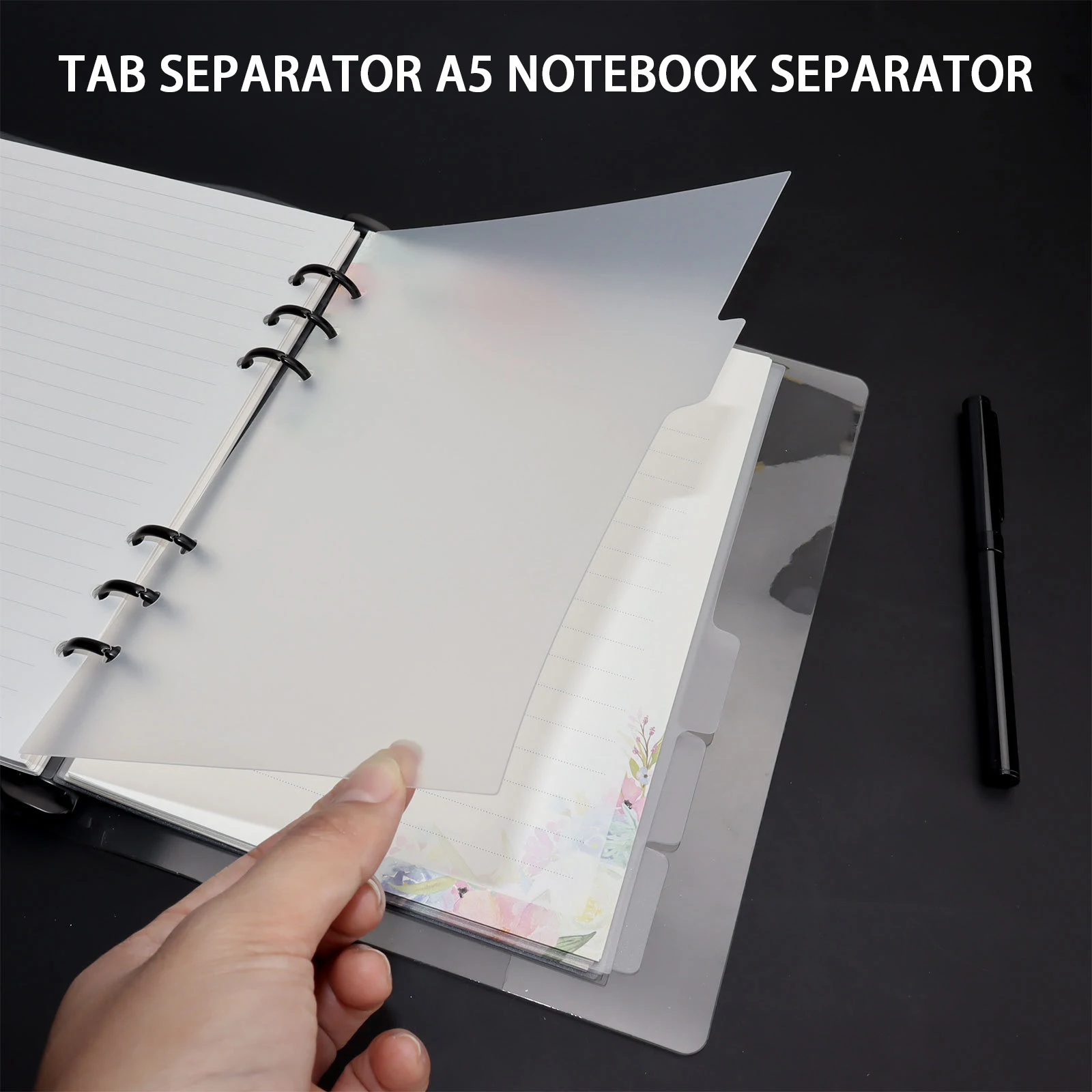 

FURONGHUA 6pcs Translucent 6-hole Binder Tab Divider Page A5 Notebook Divider Page