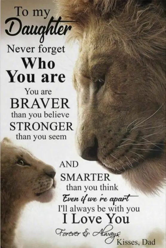 

To My Daughter Poster Lion Father And Daughter Inspiration Quotes Art print Silk poster Home Wall Decor