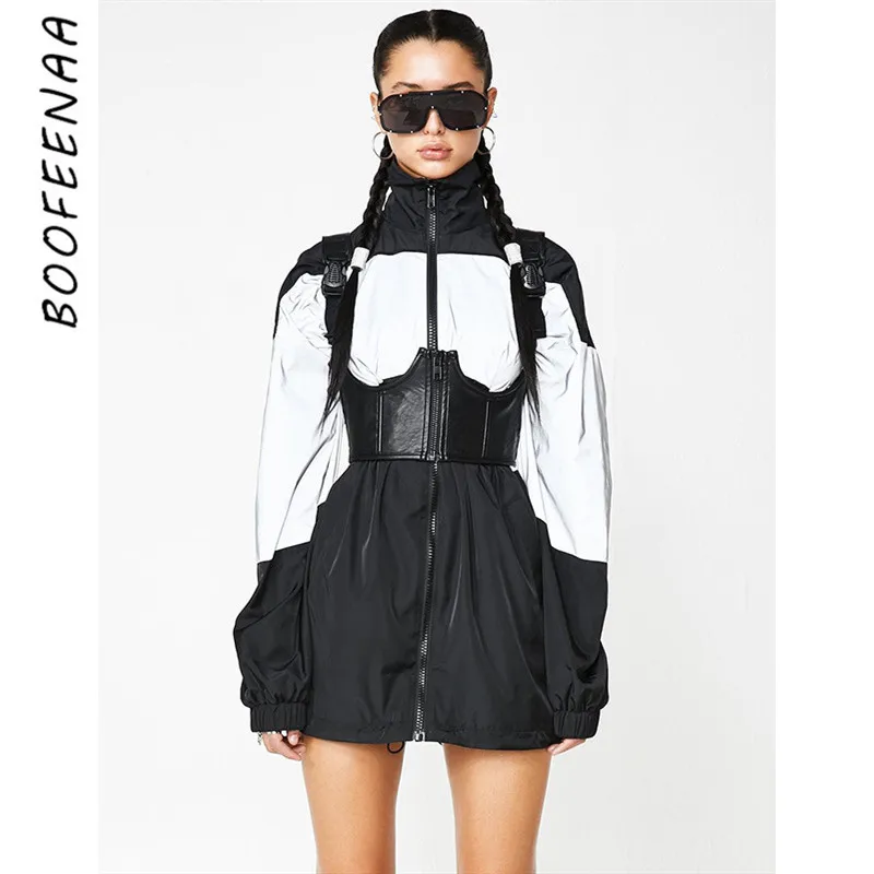 BOOFEENAA уличная одежда Светоотражающие пальто и куртки женские осенние 2019
