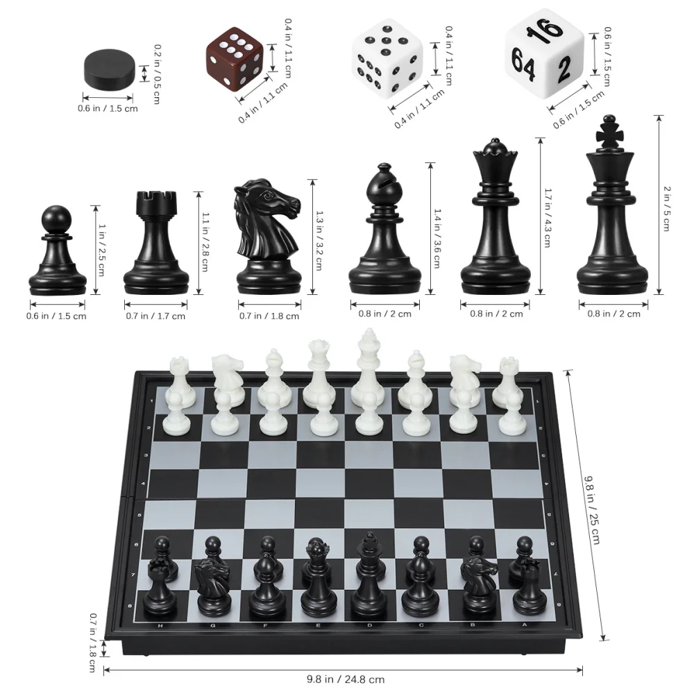 

iBaseToy 3 in 1 Magnetic Chess Checkers Backgammon Set Folding Portable Travel Chess Board Classic Educational Toys for Kids and