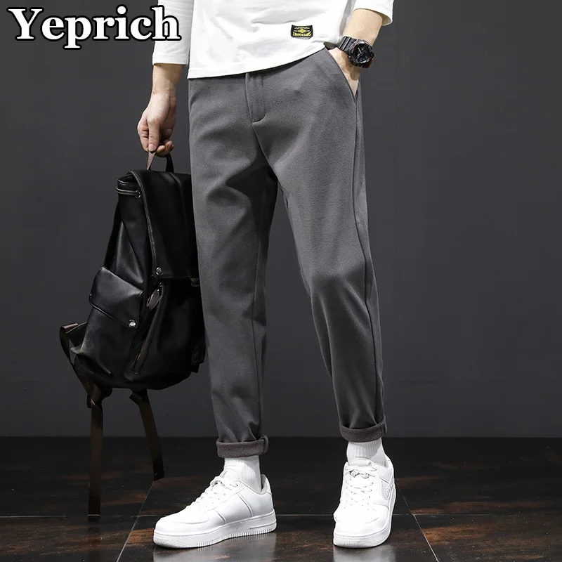 

Men Smart Casual Pants Korean Japanese Fashion Straight Loose Trousers Male Business Office Home Street Clothing Woolen